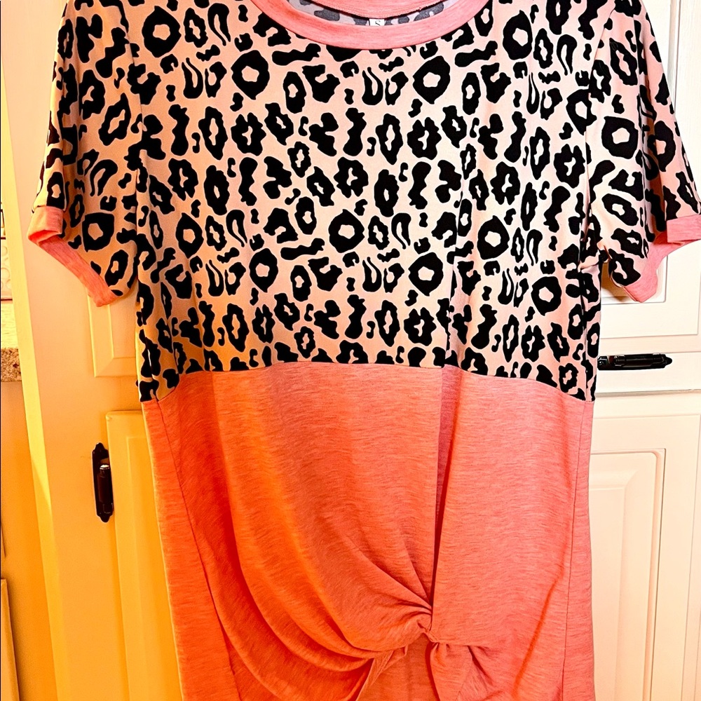 Pink and leopard print ladies blouse